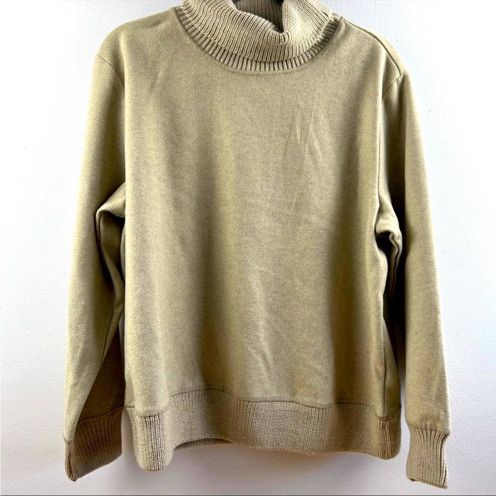 A New Day Women's Tan Long Sleeve Turtleneck Sweater Trim Shirt- Large - NWT